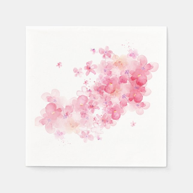 Pink cherry blossom napkin (Front)