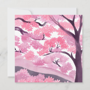 Pink Cherry Blossom   Nature Watercolor Card
