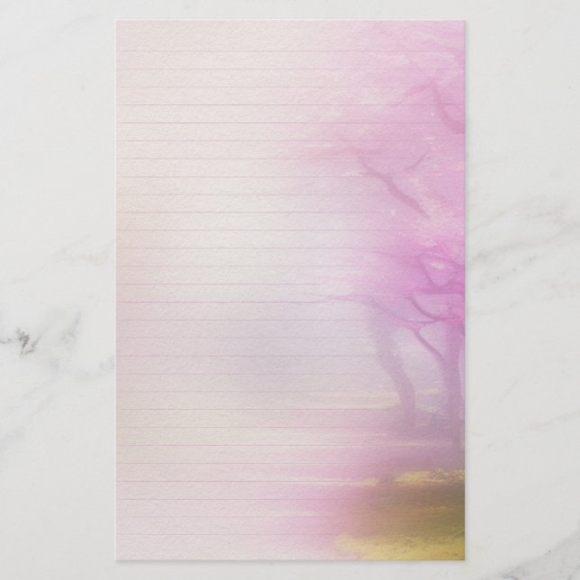 Pink Cherry Blossom Note Paper (Front)