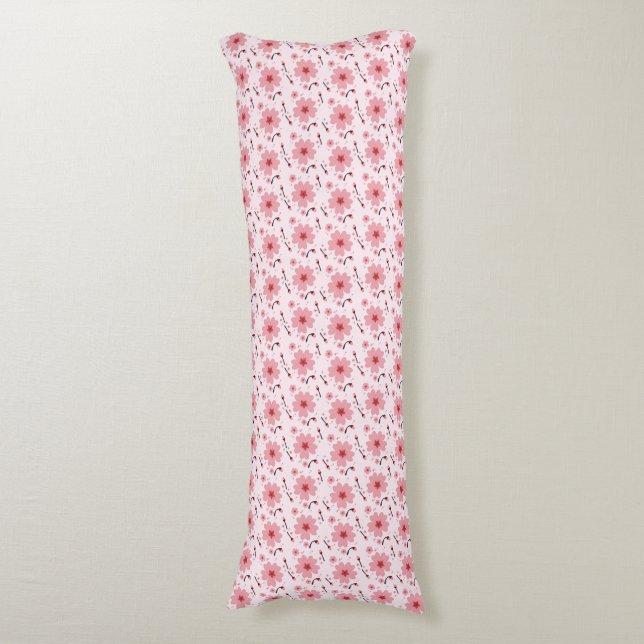 Pink Cherry Blossom Pattern Body Cushion (Front Vertical)