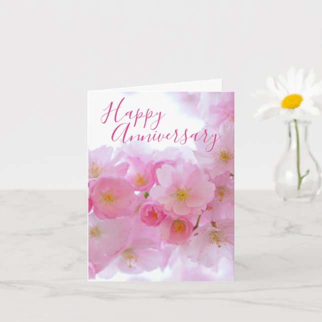 Pink Cherry Blossom | Personalised Anniversary Card (Small Plant)