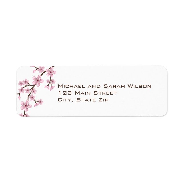 Pink Cherry Blossom Return Address Labels (Front)