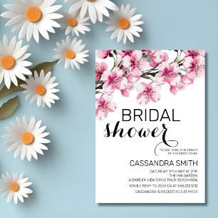 Pink Cherry Blossom Sakura Flower Bridal Shower  Invitation