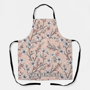 Pink Cherry Blossom Sakura Pattern on Pink (1) Apron