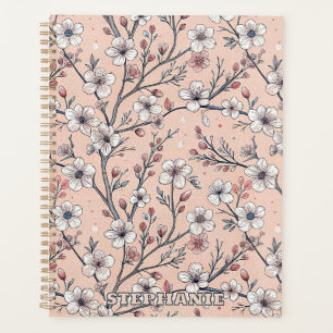 Pink Cherry Blossom Sakura Pattern on Pink (1) Planner