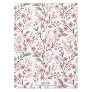 Pink Cherry Blossom Sakura Pattern on White (1) Tablecloth