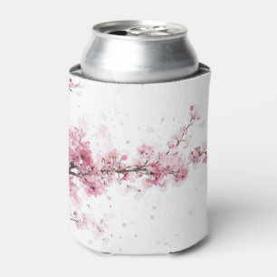 Pink Cherry Blossom Sakura Watercolor Floral Cute Can Cooler