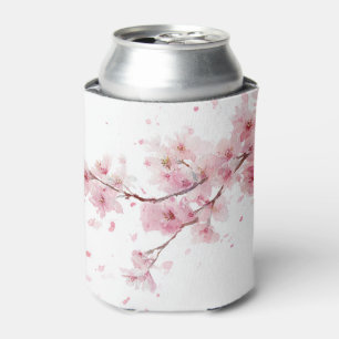 Pink Cherry Blossom Sakura Watercolor Floral Cute Can Cooler