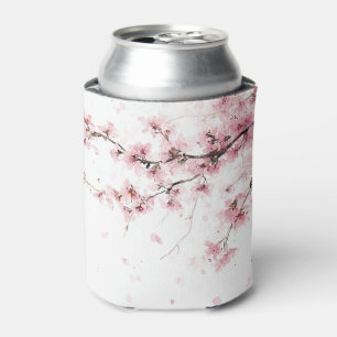 Pink Cherry Blossom Sakura Watercolor Floral Cute Can Cooler