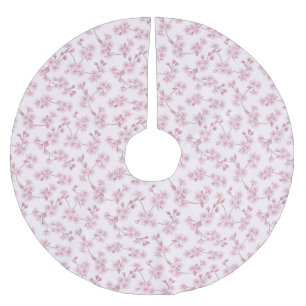Pink Cherry Blossom Seamless Floral Pattern Brushed Polyester Tree Skirt