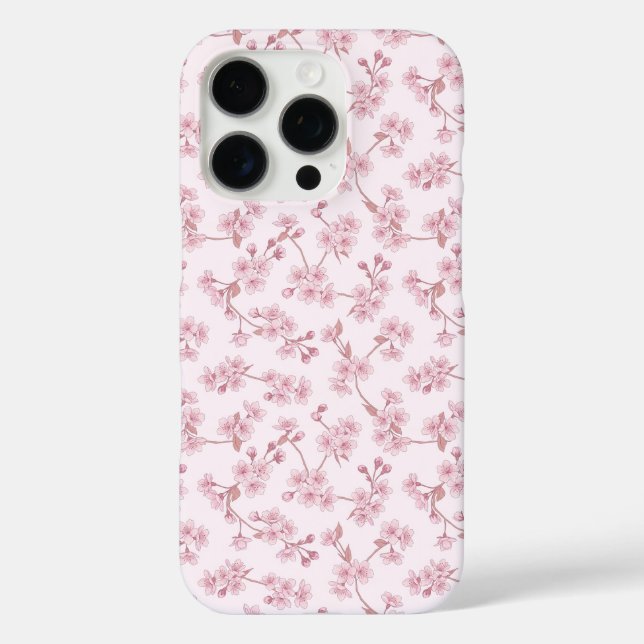 Pink Cherry Blossom Seamless Floral Pattern Case-Mate iPhone Case (Back)