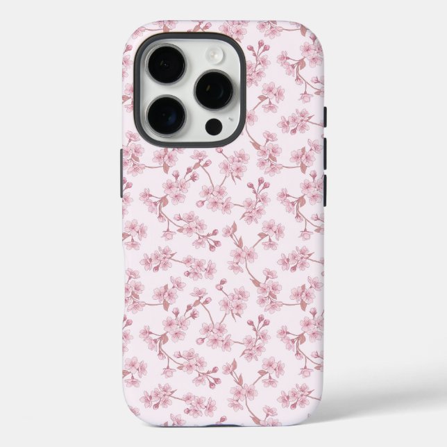 Pink Cherry Blossom Seamless Floral Pattern Case-Mate iPhone Case (Back)