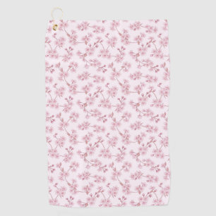 Pink Cherry Blossom Seamless Floral Pattern Golf Towel