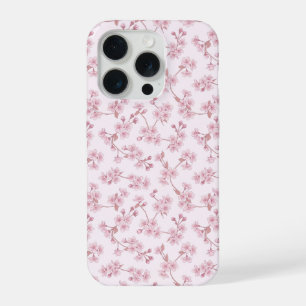 Pink Cherry Blossom Seamless Floral Pattern iPhone 15 Pro Case