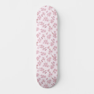 Pink Cherry Blossom Seamless Floral Pattern Skateboard