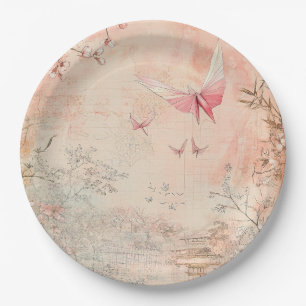 Pink Cherry Blossom Serenity Landscape (3) Paper Plate