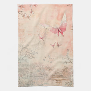 Pink Cherry Blossom Serenity Landscape  (3) Tea Towel
