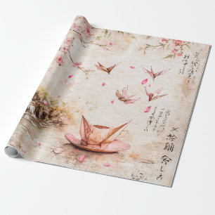 Pink Cherry Blossom Serenity Landscape  (5) Wrapping Paper
