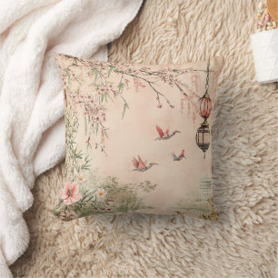 Pink Cherry Blossom Serenity Landscape (7) Cushion