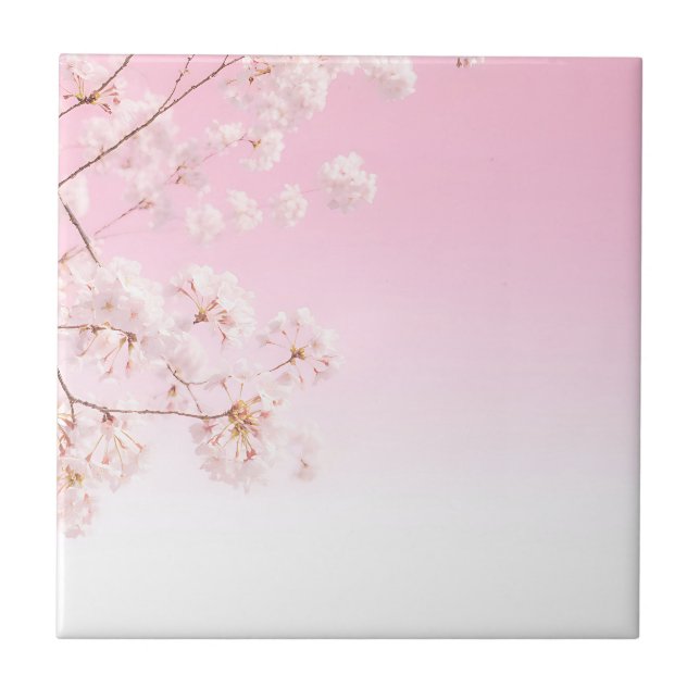 Pink Cherry Blossom Spring Serenity Tile (Front)
