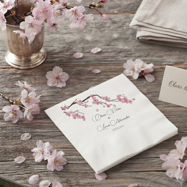 Pink Cherry Blossom  spring summer Watercolor  Napkin (Creator Uploaded)