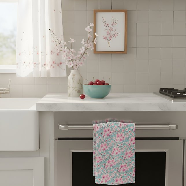 Pink cherry blossom tea towel (Creator Uploaded)