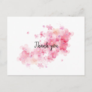 Pink cherry blossom thank you postcard