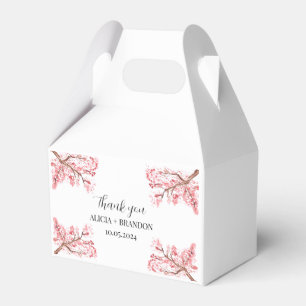 Pink Cherry Blossom Watercolor Sakura Wedding Favour Box