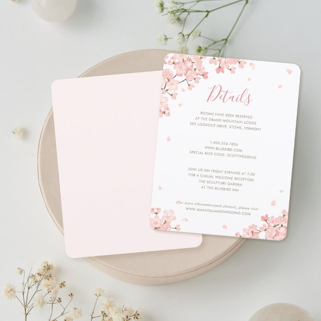 Pink Cherry Blossom Wedding Details Enclosure Card (Creator Uploaded)