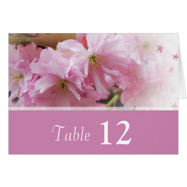 pink cherry blossom  wedding, dinner table number (Front Horizontal)