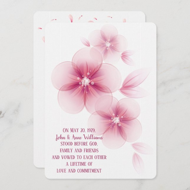 Pink Cherry Blossom Wedding Invitation (Front/Back)
