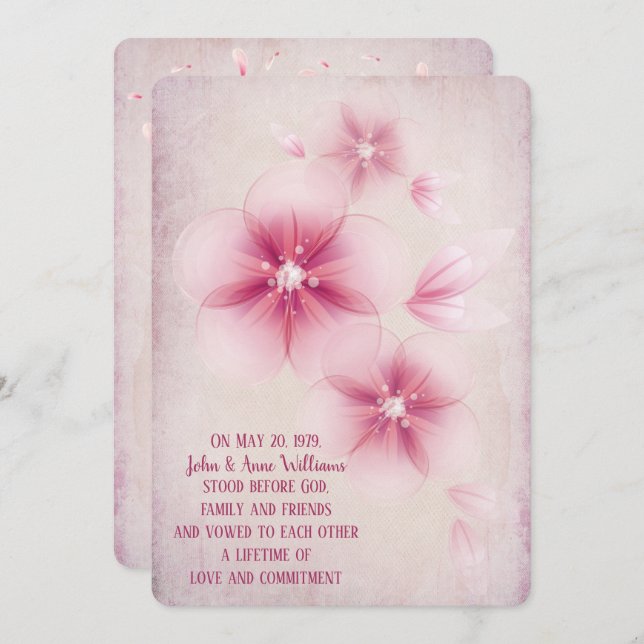Pink Cherry Blossom Wedding Invitation (Front/Back)