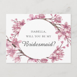 Pink cherry blossom. Will you be my bridesmaid Postcard