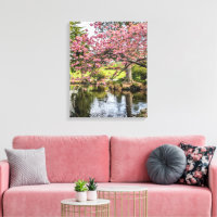 Pink Cherry Blossoms and Pond Photographic