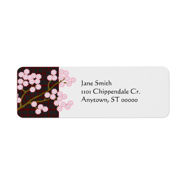 Pink Cherry Blossoms Asian-Inspired Address Labels (Front)