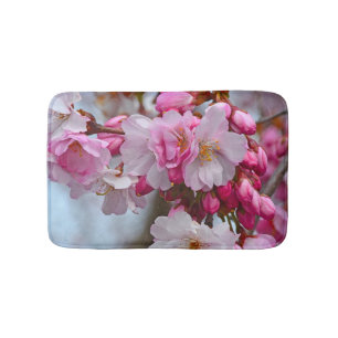 Pink cherry blossoms bath mat