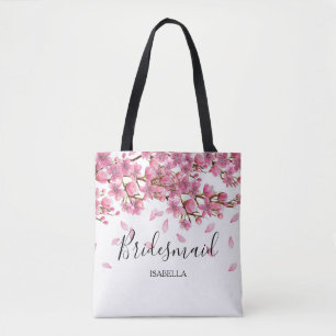 Pink Cherry Blossoms Bridesmaid Tote Bag