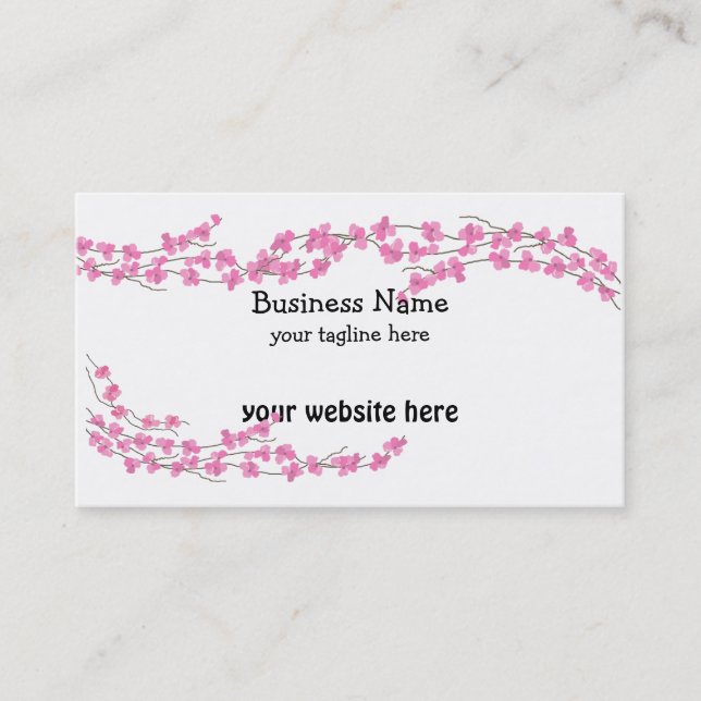 Pink Cherry Blossoms Business Card (Front)