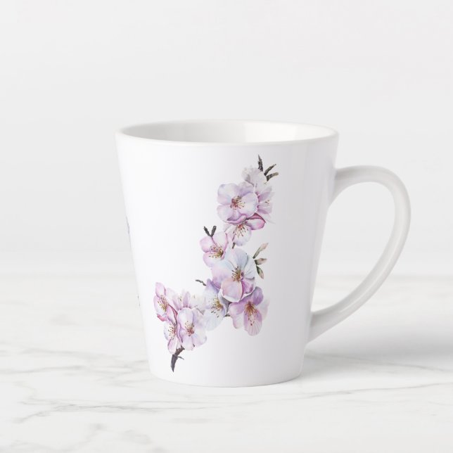 Pink Cherry Blossoms Ceramic  Latte Mug (Right)