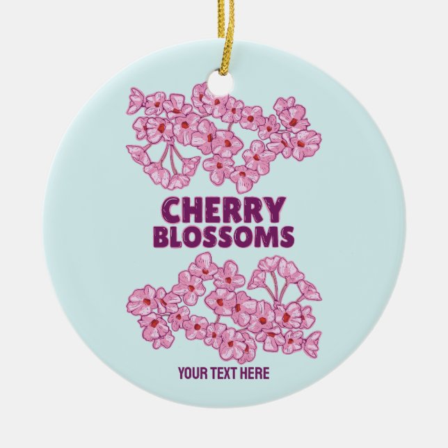 Pink cherry blossoms ceramic tree decoration (Front)