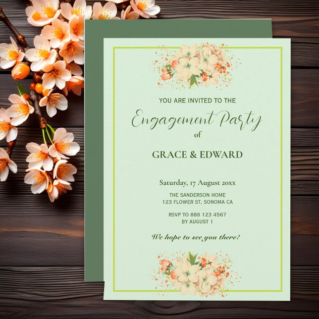 Pink Cherry Blossoms Engagement Party Invitation (Creator Uploaded)