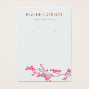 Pink Cherry Blossoms Floral Earring Display Card