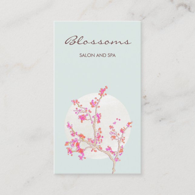Pink Cherry Blossoms Floral Spa and Salon Business Card (Front)