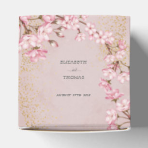 Pink Cherry Blossoms Gold Glitter Wedding Favour B Favour Box