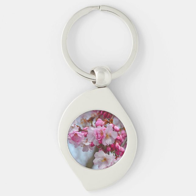 Pink cherry blossoms key ring (Front)