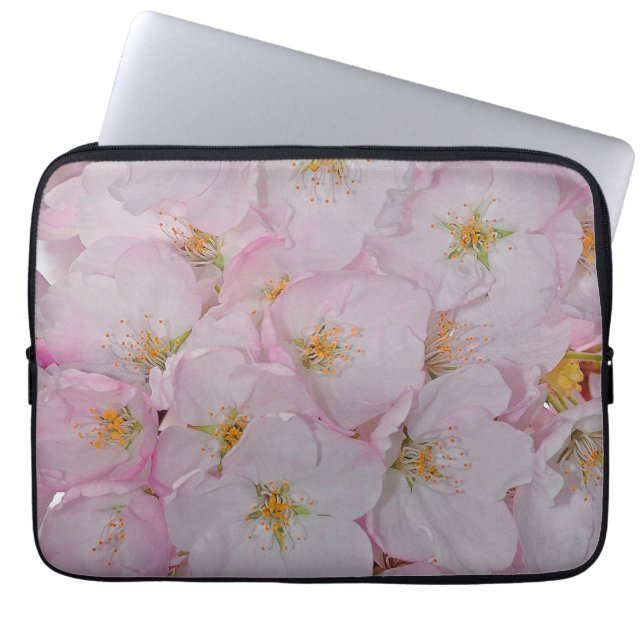 Pink cherry blossoms laptop sleeve (Front)
