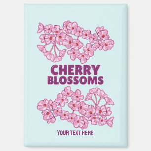 Pink cherry blossoms magnet