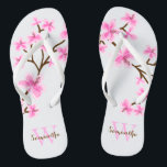 Pink Cherry Blossoms Monogrammed Jandals<br><div class="desc">Beautiful and sweet cherry blossoms or sakura flowers design perfect for spring,  summer,  as well as for bride,  bridesmaids,  mother of the bride,  mother of the groom,  maid of honour,  flower girl gifts,  and more!</div>