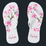 Pink Cherry Blossoms Monogrammed Jandals<br><div class="desc">Beautiful and sweet cherry blossoms or sakura flowers design perfect for spring,  summer,  as well as for bride,  bridesmaids,  mother of the bride,  mother of the groom,  maid of honour,  flower girl gifts,  and more!</div>