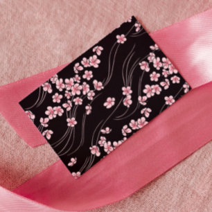 Pink Cherry Blossoms on Black Profile Card